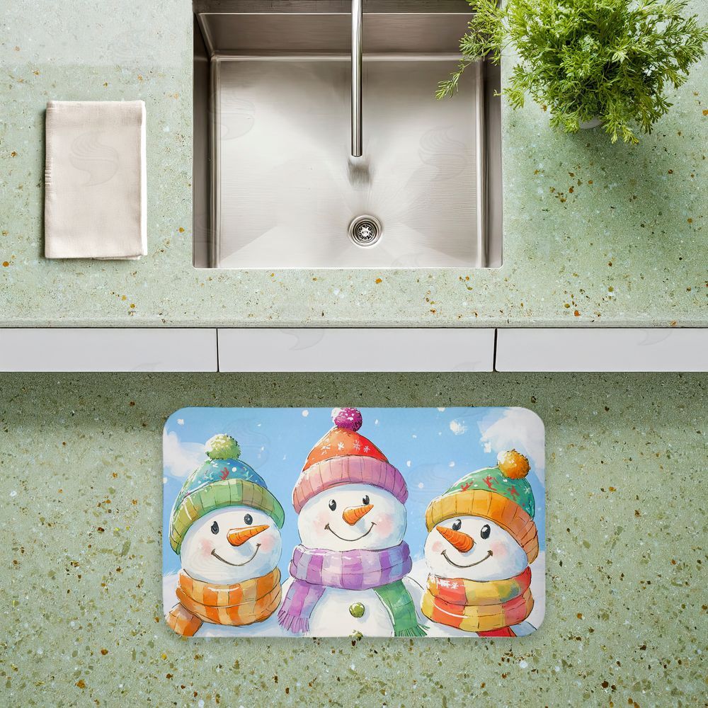 Petal Prints Design | Happy Snowmen Trio Anti-Fatigue Mat