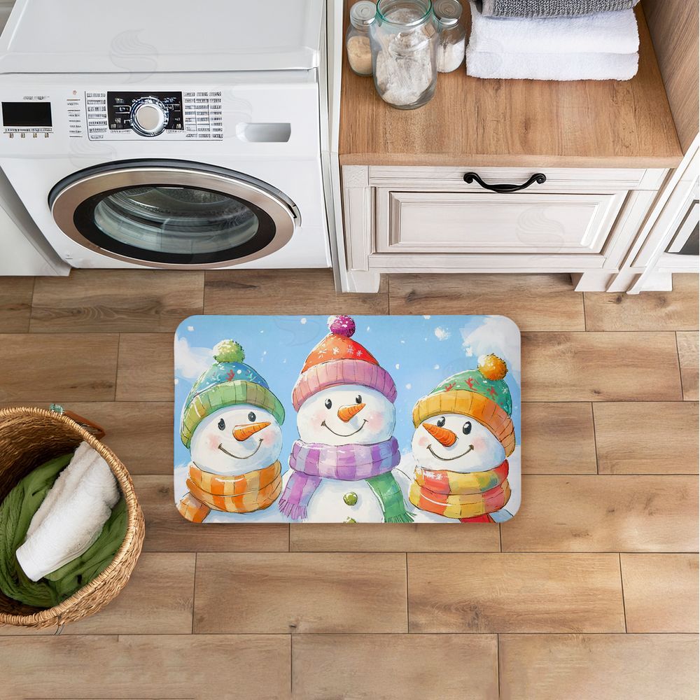 Petal Prints Design | Happy Snowmen Trio Anti-Fatigue Mat