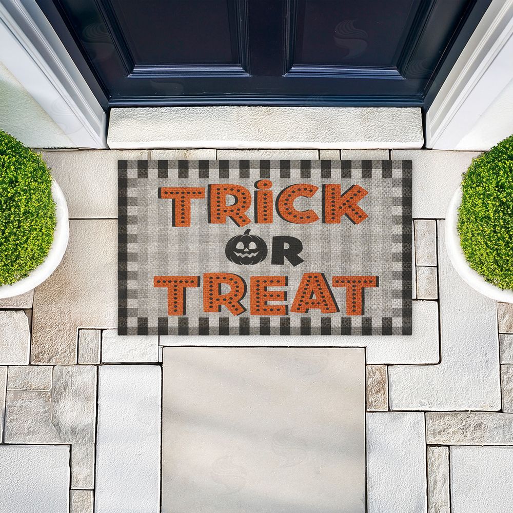 Marcus Prime | Trick Or Treat Gingham Faux Sisal Door Mat