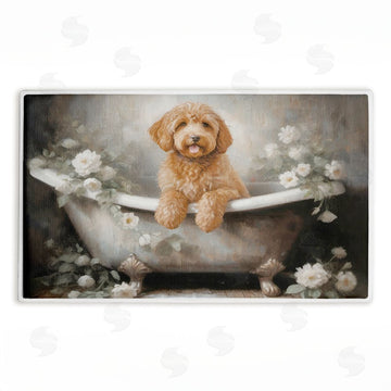 Jo Moulton | Fluffy Puppy Floral Bathtub Plush Bath Mat