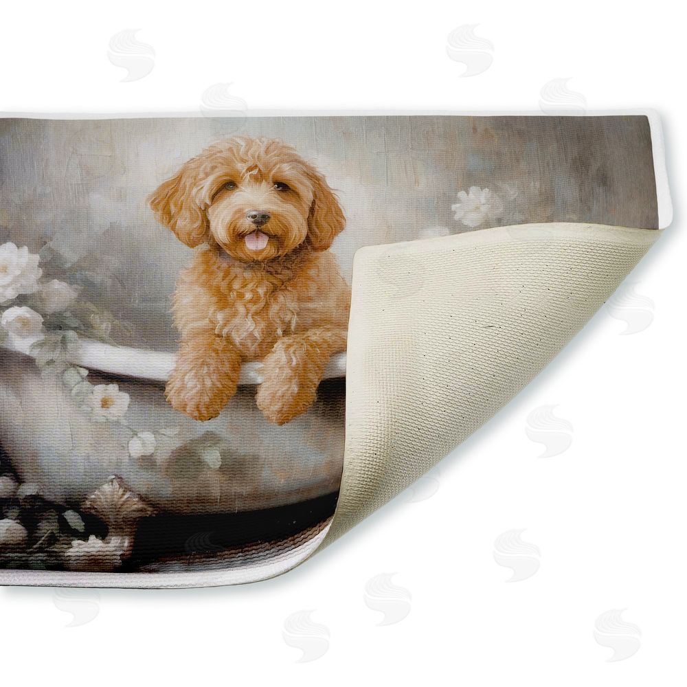 Jo Moulton | Fluffy Puppy Floral Bathtub Plush Bath Mat