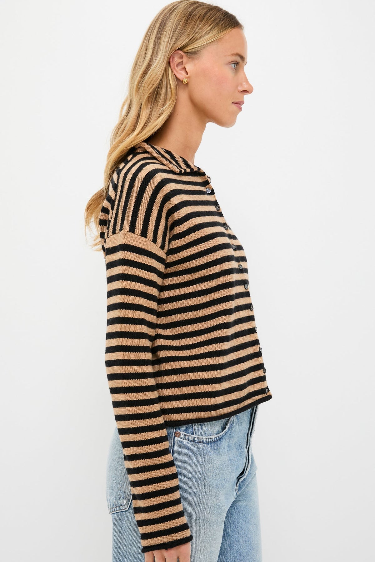 Black and Camel Taylor Striped Cardigan