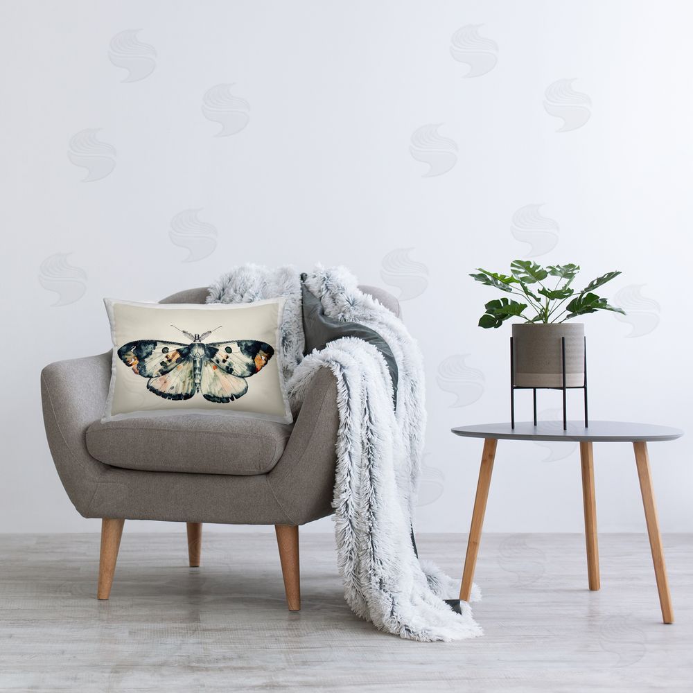 Petal Prints Design | Watercolor Black Trimmed Moth