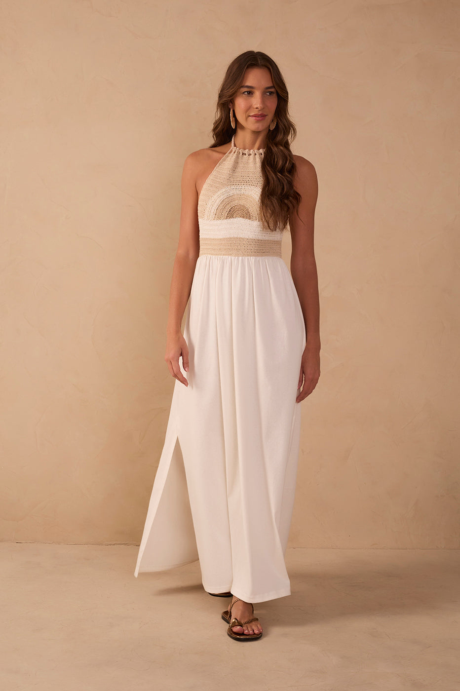 OFF-WHITE SUNSET CROCHET MAXI DRESS