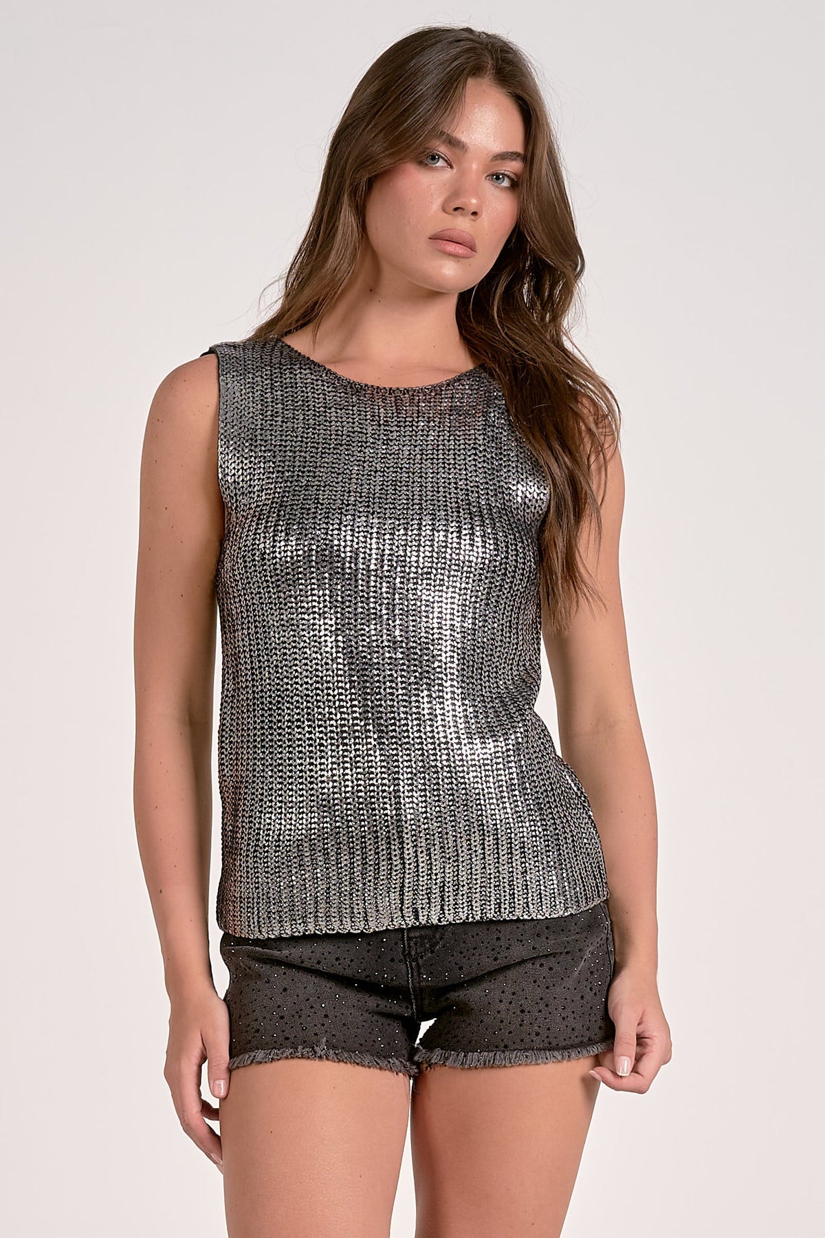 METALLIC SWEATER TOP