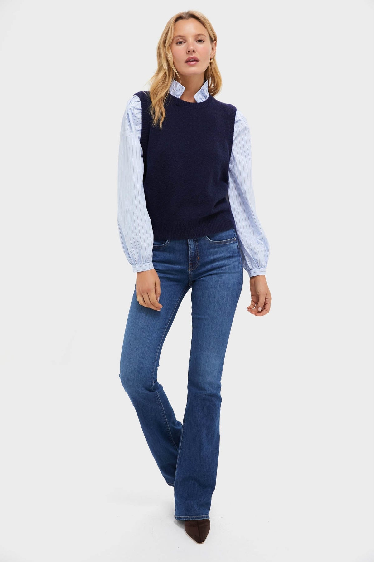 Navy Striped Ella Sweater Blouse