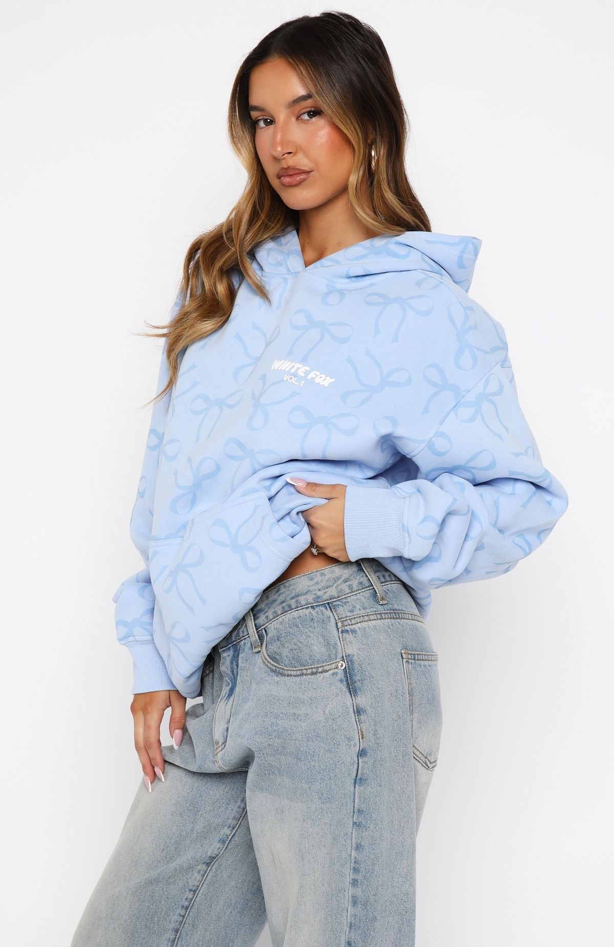 Vol. 1 Oversized Printed Hoodie Blue Bow