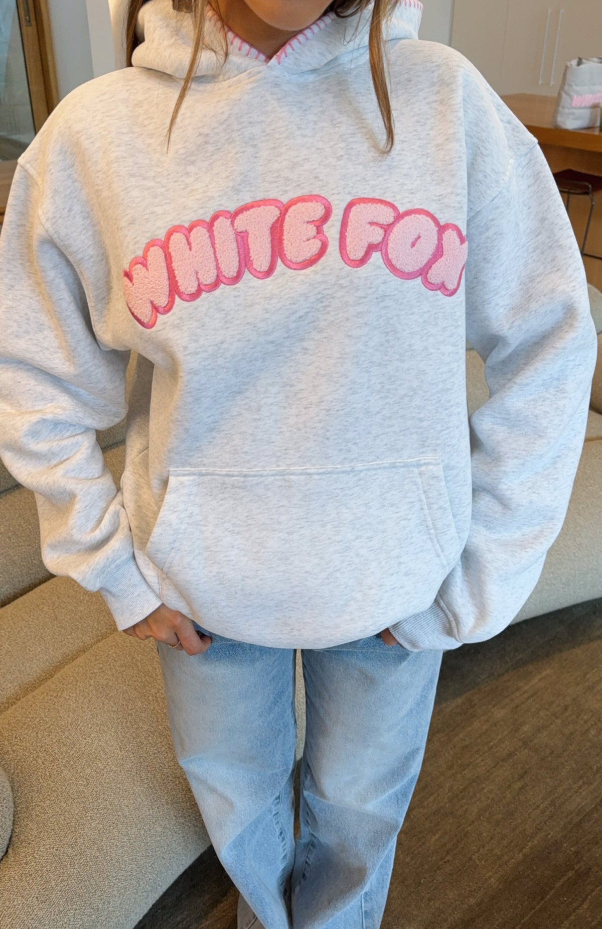 Vol. 1 Front Graphic Oversized Hoodie Grey Marle